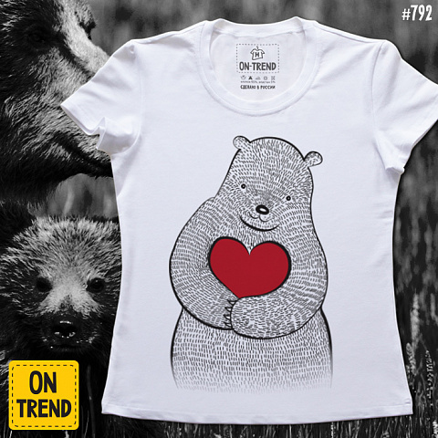 картинка Женская футболка "Медведица " магазин  ON-TREND являющийся производителем одежды из хлопка высшего качества