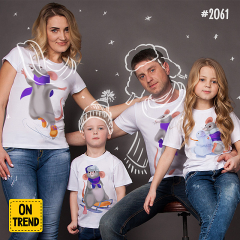 картинка Семейные футболки "Зимние мыши" магазин  ON-TREND являющийся производителем одежды из хлопка высшего качества