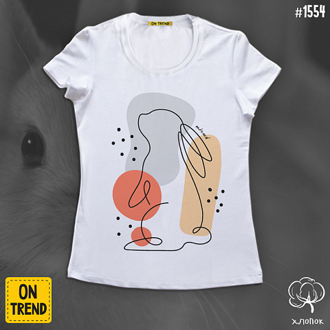 картинка Женская футболка "Абстрактный кролик" магазин  ON-TREND являющийся производителем одежды из хлопка высшего качества