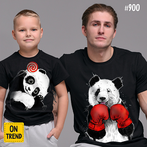 картинка Футболки для папы и сына "Классные панды" магазин  ON-TREND являющийся производителем одежды из хлопка высшего качества