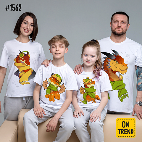 картинка Семейные футболки "Зимние драконы" магазин  ON-TREND являющийся производителем одежды из хлопка высшего качества