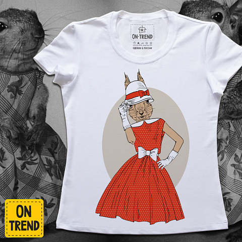 картинка Женская футболка "Белка" магазин  ON-TREND являющийся производителем одежды из хлопка высшего качества