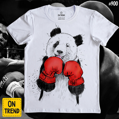 картинка Мужская футболка "Панда - боксер" магазин  ON-TREND являющийся производителем одежды из хлопка высшего качества