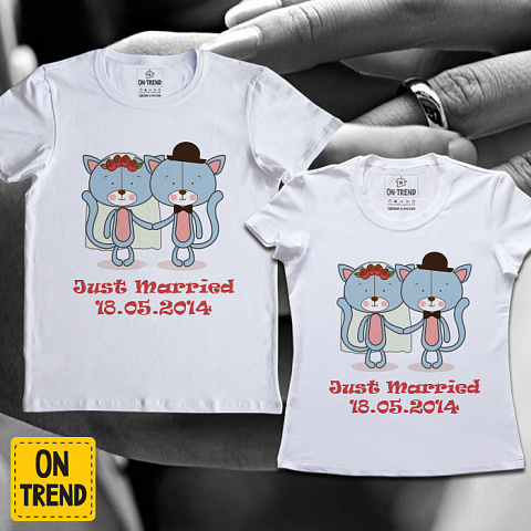 картинка Парные футболки "Котята" магазин  ON-TREND являющийся производителем одежды из хлопка высшего качества
