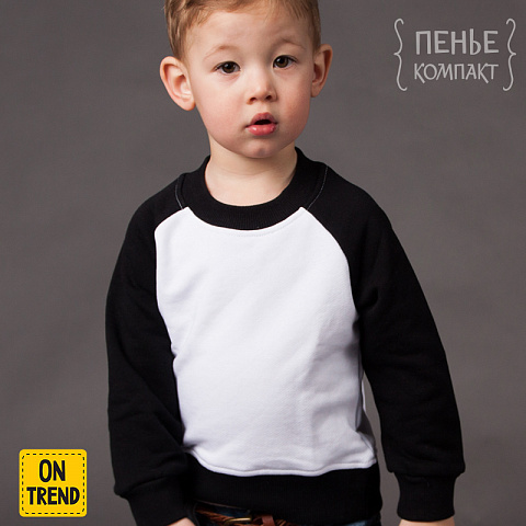 картинка Детская черно-белая толстовка без рисунка магазин  ON-TREND являющийся производителем одежды из хлопка высшего качества