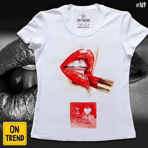 картинка Женская футболка "Лав Ред" магазин  ON-TREND являющийся производителем одежды из хлопка высшего качества