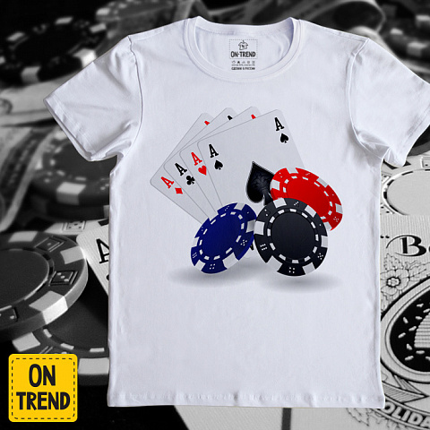 картинка Мужская футболка "Игра в Покер" магазин  ON-TREND являющийся производителем одежды из хлопка высшего качества