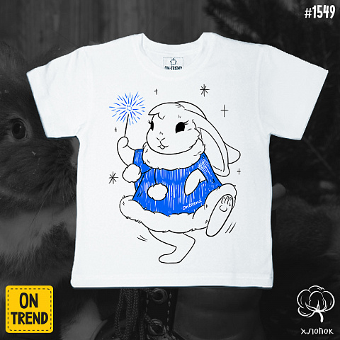 картинка Детская футболка для девочки "Зимние кролики" магазин  ON-TREND являющийся производителем одежды из хлопка высшего качества