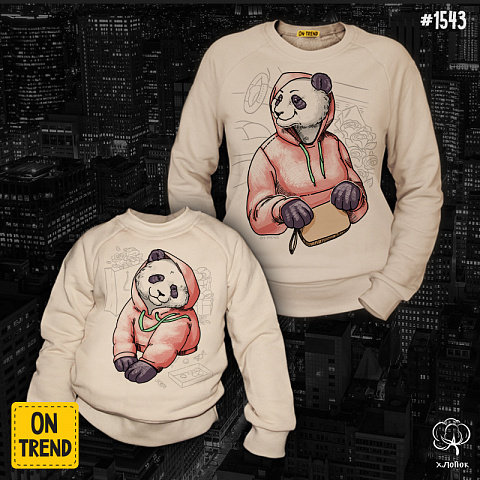 картинка Толстовки для мамы и дочки "Деловые панды" магазин  ON-TREND являющийся производителем одежды из хлопка высшего качества