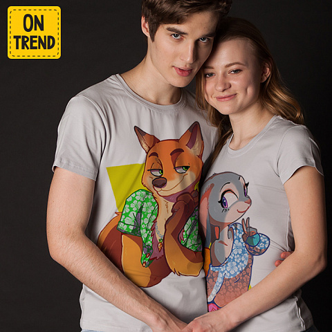 картинка Парные футболки "Зверополис" магазин  ON-TREND являющийся производителем одежды из хлопка высшего качества