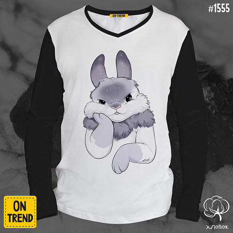 картинка Мужской лонгслив "Милый кролик" магазин  ON-TREND являющийся производителем одежды из хлопка высшего качества