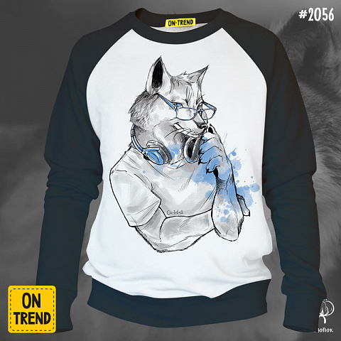 картинка Мужская толстовка Трендовый волк" магазин  ON-TREND являющийся производителем одежды из хлопка высшего качества