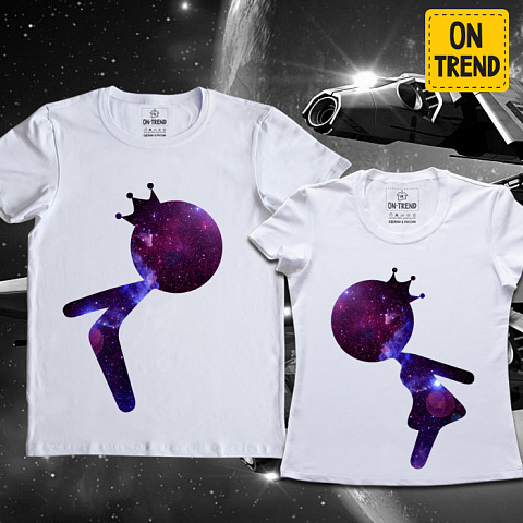 картинка Парные футболки "Космическая Любовь" магазин  ON-TREND являющийся производителем одежды из хлопка высшего качества