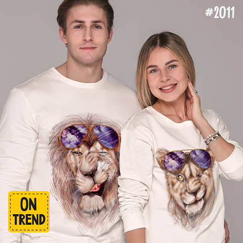 картинка Парные свитшоты "Львы" магазин  ON-TREND являющийся производителем одежды из хлопка высшего качества