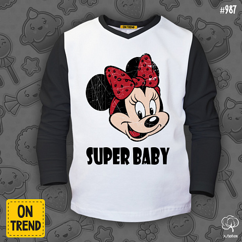 картинка Детская футболка с длинным рукавом "Super Baby" магазин  ON-TREND являющийся производителем одежды из хлопка высшего качества