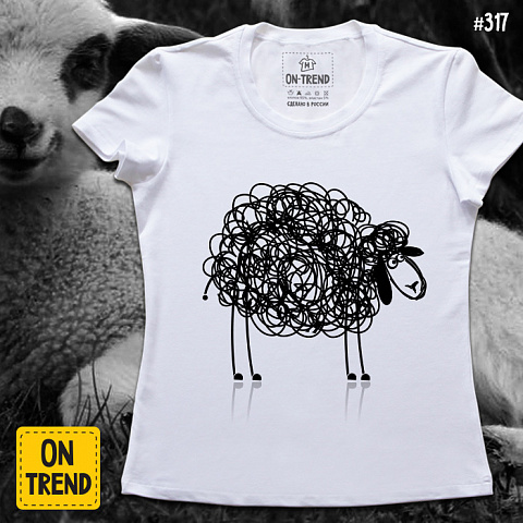 картинка Женская футболка "Овечка" магазин  ON-TREND являющийся производителем одежды из хлопка высшего качества