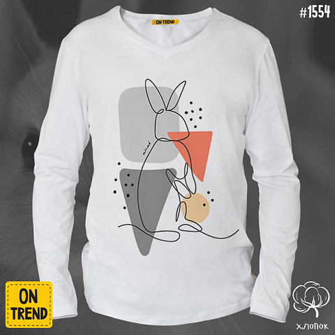 картинка Мужской лонгслив "Абстрактный кролик" магазин  ON-TREND являющийся производителем одежды из хлопка высшего качества