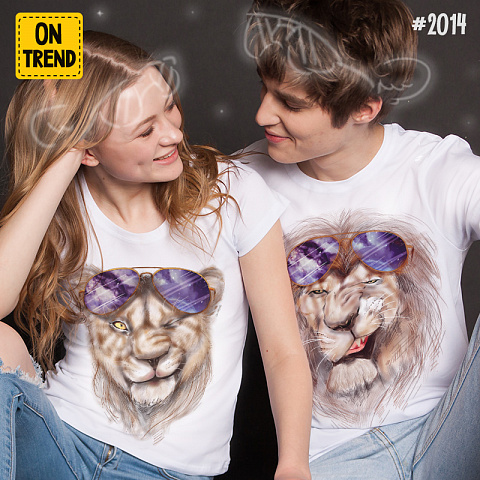картинка Парные футболки "Королевские львы" магазин  ON-TREND являющийся производителем одежды из хлопка высшего качества
