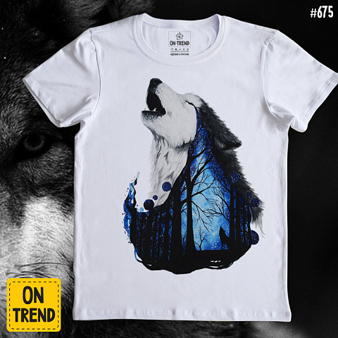 картинка Мужская футболка "Ночной Волк" магазин  ON-TREND являющийся производителем одежды из хлопка высшего качества