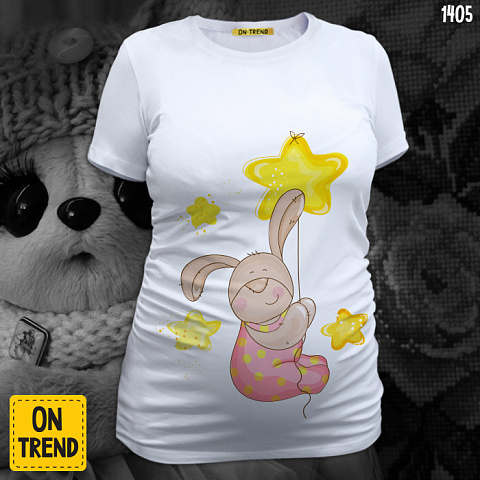 картинка "Зайка и звездочка", футболка для беременных магазин  ON-TREND являющийся производителем одежды из хлопка высшего качества