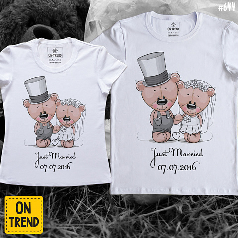 картинка Свадебные футболки "Медвежья семья" магазин  ON-TREND являющийся производителем одежды из хлопка высшего качества