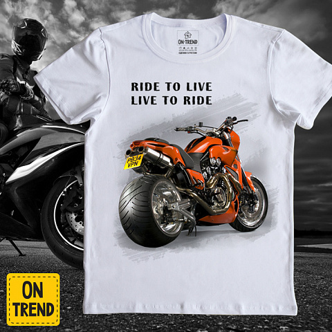картинка Мужская футболка "Ride to live" магазин  ON-TREND являющийся производителем одежды из хлопка высшего качества