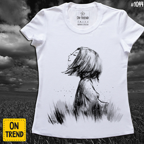 картинка Женская футболка "Дыхание ветра" магазин  ON-TREND являющийся производителем одежды из хлопка высшего качества