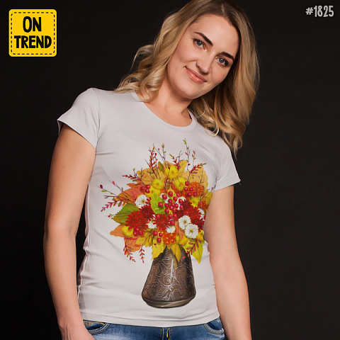 картинка Женская футболка "Осенний букет" магазин  ON-TREND являющийся производителем одежды из хлопка высшего качества