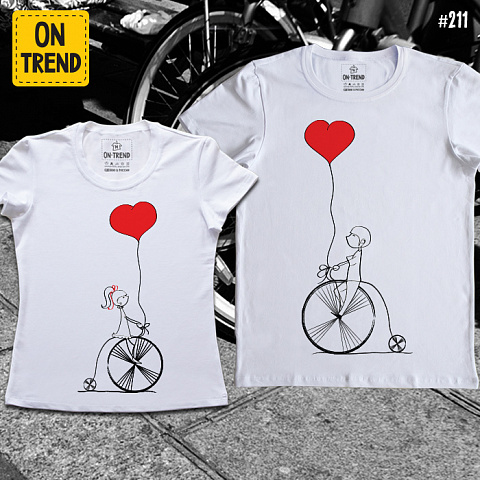 картинка Парные футболки "Вело-Любовь" магазин  ON-TREND являющийся производителем одежды из хлопка высшего качества