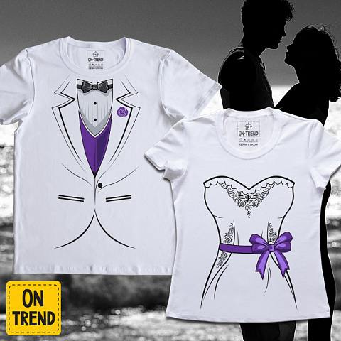 картинка Свадебные футболки "Смокинг и Платье" магазин  ON-TREND являющийся производителем одежды из хлопка высшего качества