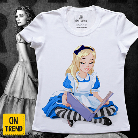 картинка Женская футболка "Алиса " магазин  ON-TREND являющийся производителем одежды из хлопка высшего качества