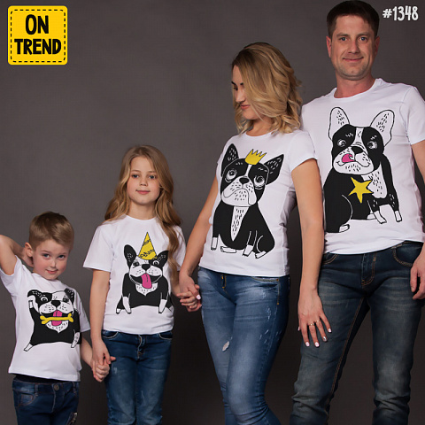 картинка Семейные футболки "Семейка бульдогов" магазин  ON-TREND являющийся производителем одежды из хлопка высшего качества