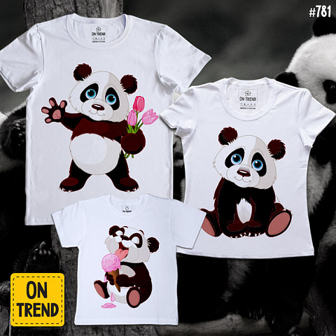 картинка Семейные футболки "Добрые панды" магазин  ON-TREND являющийся производителем одежды из хлопка высшего качества