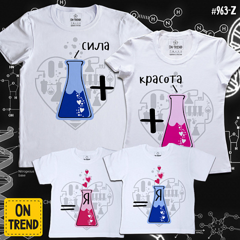 картинка Семейные футболки "Химия Любви" магазин  ON-TREND являющийся производителем одежды из хлопка высшего качества