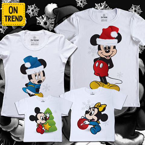 картинка Семейные футболки "Новогодние Микки" магазин  ON-TREND являющийся производителем одежды из хлопка высшего качества