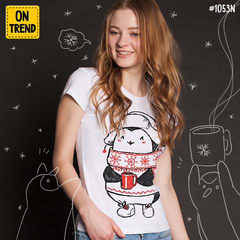 картинка Женская футболка "Милый пингвинчик" магазин  ON-TREND являющийся производителем одежды из хлопка высшего качества