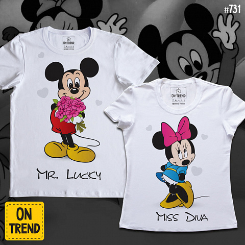 картинка Парные футболки "Микки и Минни" магазин  ON-TREND являющийся производителем одежды из хлопка высшего качества