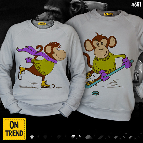 картинка Парные толстовки "Веселые обезьянки" магазин  ON-TREND являющийся производителем одежды из хлопка высшего качества