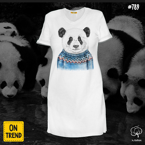 картинка Платье "Панда в свитере" магазин  ON-TREND являющийся производителем одежды из хлопка высшего качества