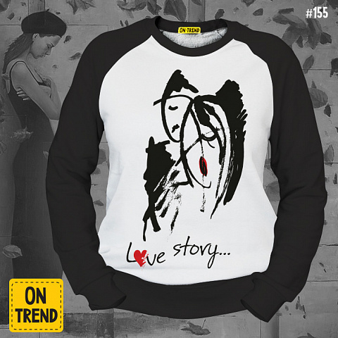 картинка Женская толстовка "Love Story" магазин  ON-TREND являющийся производителем одежды из хлопка высшего качества