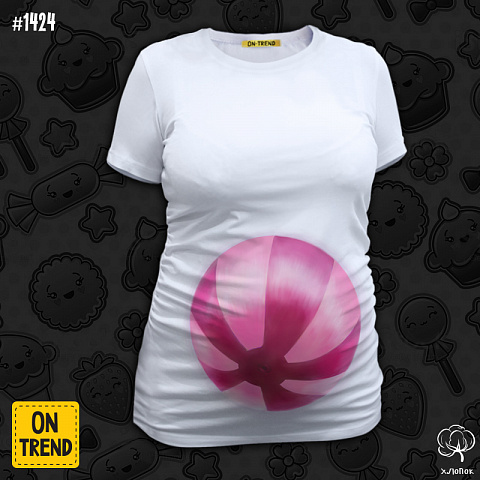 картинка "Розовый мячик", футболка для беременных магазин  ON-TREND являющийся производителем одежды из хлопка высшего качества