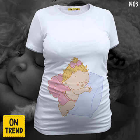 картинка "Дочурка спит", футболка для беременных магазин  ON-TREND являющийся производителем одежды из хлопка высшего качества