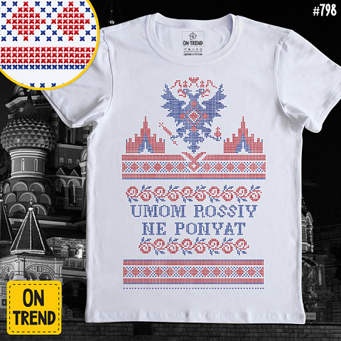 картинка Мужская футболка "Умом Россию Не Понять" магазин  ON-TREND являющийся производителем одежды из хлопка высшего качества
