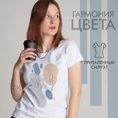 картинка Женская футболка "Девушка с сережкой" магазин  ON-TREND являющийся производителем одежды из хлопка высшего качества