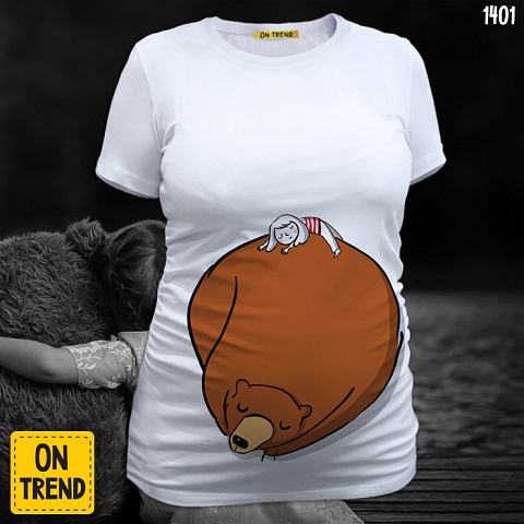 картинка "Мишка и малышка", футболка для беременных магазин  ON-TREND являющийся производителем одежды из хлопка высшего качества