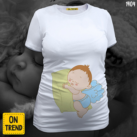 картинка "Сынишка спит", футболка для беременных магазин  ON-TREND являющийся производителем одежды из хлопка высшего качества