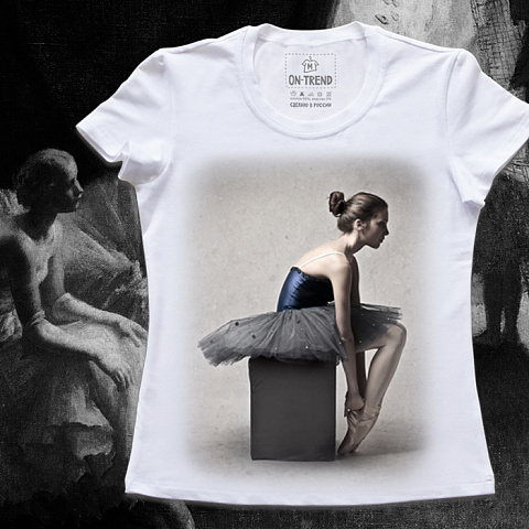 картинка Женская футболка "Балерина На Кубе" магазин  ON-TREND являющийся производителем одежды из хлопка высшего качества
