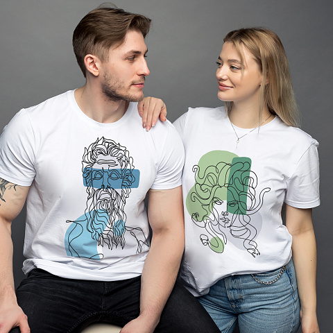 картинка Парные футболки "Персей и Медуза Горгона" магазин  ON-TREND являющийся производителем одежды из хлопка высшего качества