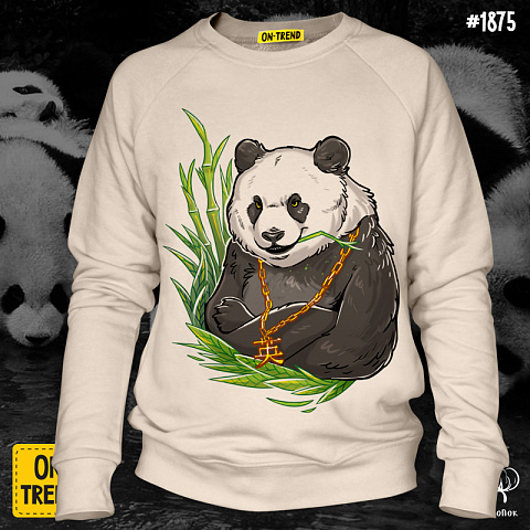 картинка Мужская толстовка "Панда-герой" магазин  ON-TREND являющийся производителем одежды из хлопка высшего качества