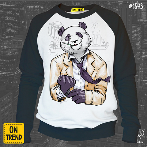 картинка Мужская толстовка "Деловая панда" магазин  ON-TREND являющийся производителем одежды из хлопка высшего качества